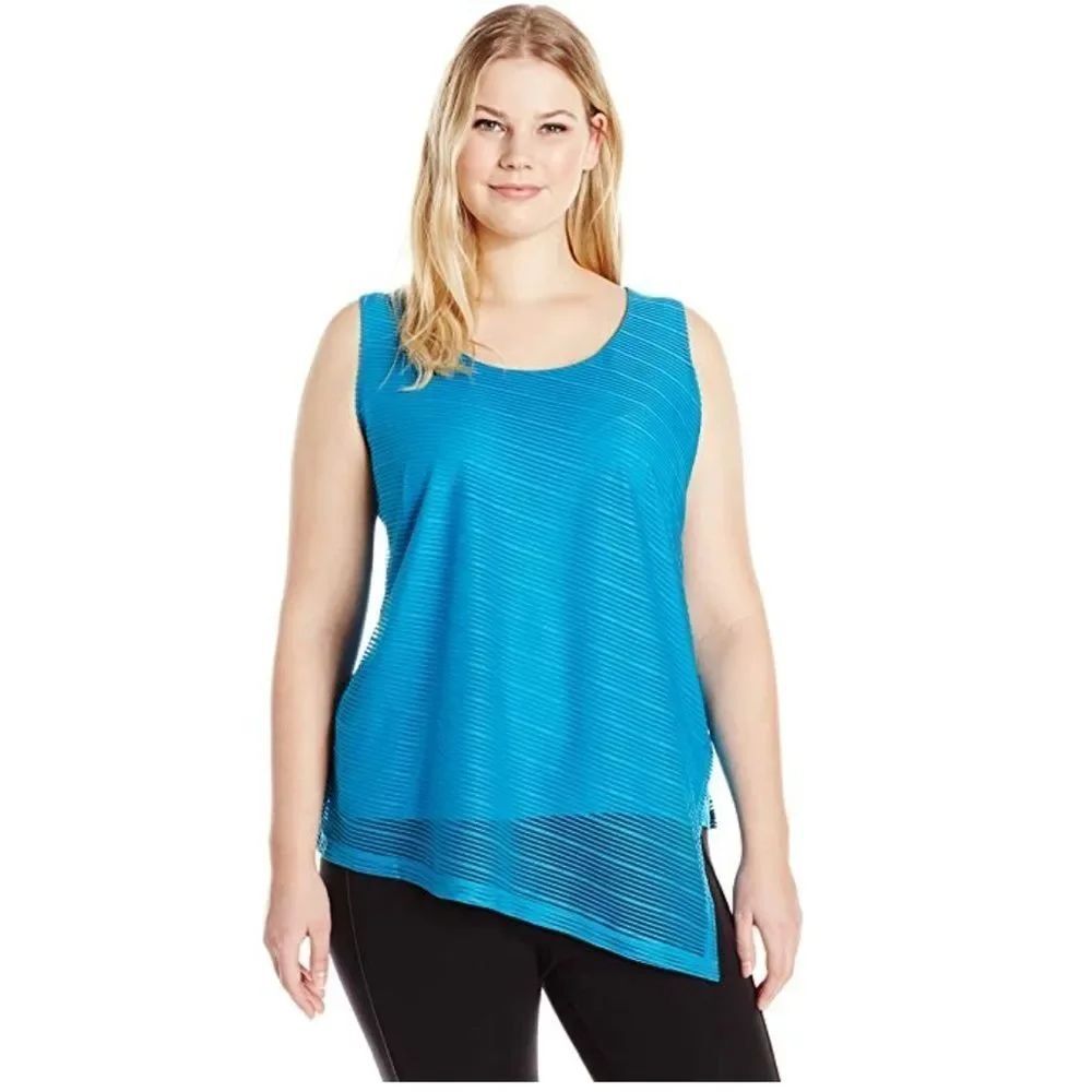 Calvin Klein Women’s Sheer Tank Top, Blue, size L